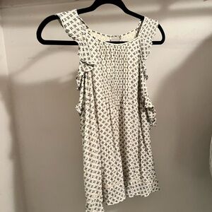 White and Blue Patterned Sleeveless Top